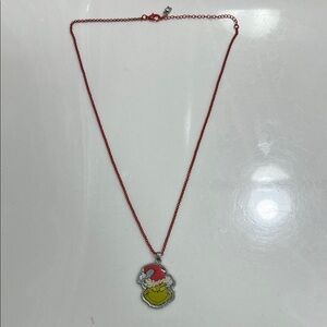 Red Chain Necklace with Grinch Pendant